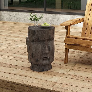 Moai Statue Pedestal Table with Durable Concrete Construction for Garden Decor