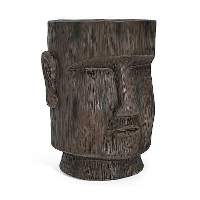 Moai Statue Pedestal Table with Durable Concrete Construction for Garden Decor