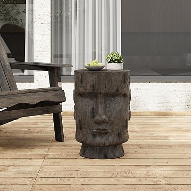 Moai Statue Pedestal Table with Durable Concrete Construction for Garden Decor