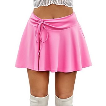 Avidlove Women Mini Skirt High Waist Side Drawstring Women Skirts A Line Short Skater Skirt