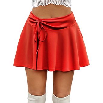 Avidlove Women Mini Skirt High Waist Side Drawstring Women Skirts A Line Short Skater Skirt