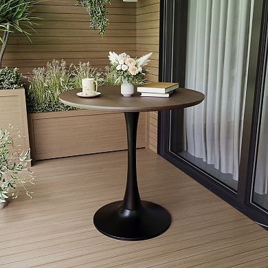 Round Dining Table with Pedestal Base and Smooth Wood Texture for Kitchen Areas