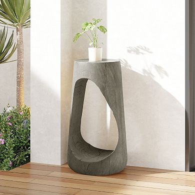 Hollow Garden Stool with Wood Like Texture for Balcony and Beach