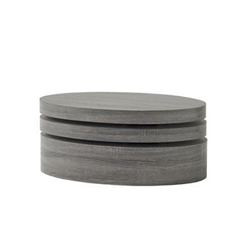Rotating Coffee Table with Swivel Storage and Metal Frame for Living Room