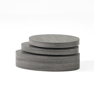 Rotating Coffee Table with Swivel Storage and Metal Frame for Living Room