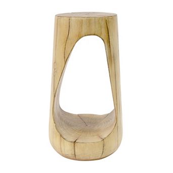 Hollow Design Garden Stool with Wood Like Texture for Patio and Beach