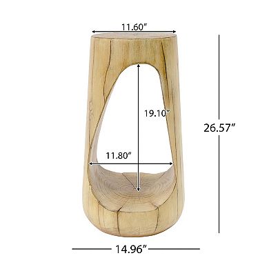 Hollow Design Garden Stool with Wood Like Texture for Patio and Beach