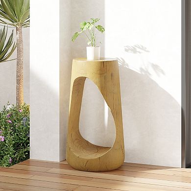 Hollow Design Garden Stool with Wood Like Texture for Patio and Beach