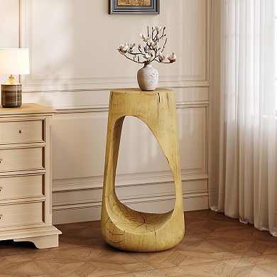 Hollow Design Garden Stool with Wood Like Texture for Patio and Beach