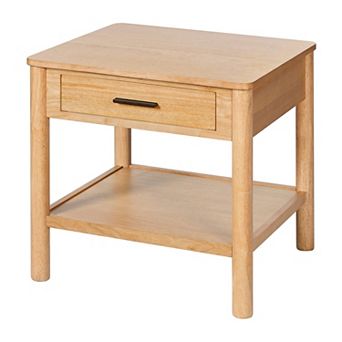 End Table with Storage Drawer and Wood Construction for Home Living Areas