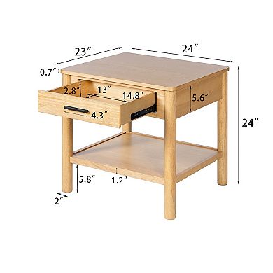 End Table with Storage Drawer and Wood Construction for Home Living Areas