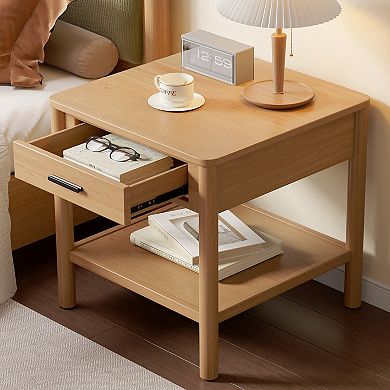 End Table with Storage Drawer and Wood Construction for Home Living Areas