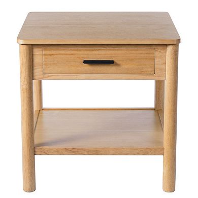 End Table with Storage Drawer and Wood Construction for Home Living Areas