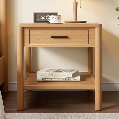 End Table with Storage Drawer and Wood Construction for Home Living Areas