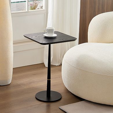 Square Coffee Table with Metal Support Feet and Wood Texture for Lounge Areas