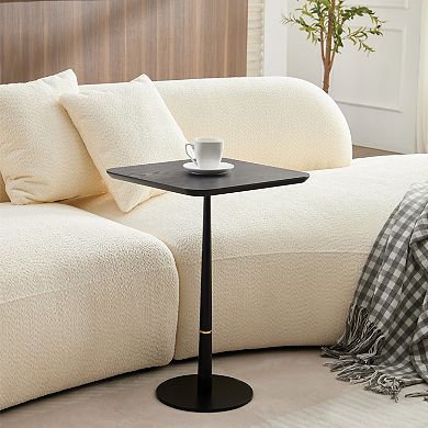 Square Coffee Table with Metal Support Feet and Wood Texture for Lounge Areas