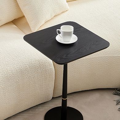 Square Coffee Table with Metal Support Feet and Wood Texture for Lounge Areas
