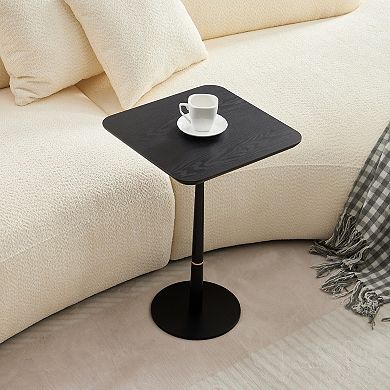 Square Coffee Table with Metal Support Feet and Wood Texture for Lounge Areas