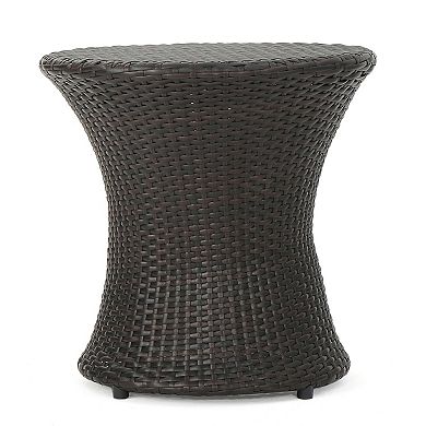 Hourglass Side Table with Hourglass Structure and Natural Wood Grain for Seating Areas