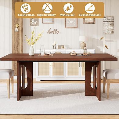 71" Modern Dining Table with Large Tabletop & Heavy Duty Pedestal Legs, Dinner Table for Home