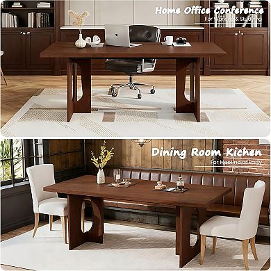 71" Modern Dining Table with Large Tabletop & Heavy Duty Pedestal Legs, Dinner Table for Home