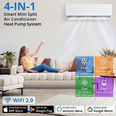 9000 BTU Mini Split Air Conditioner & Heat Pump, 24 SEER2 Energy Star AC System with WiFi