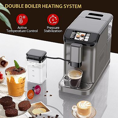 20 Bar Fully Automatic Espresso Machine with Dual Boiler, Built-In Grinder & Milk Frother