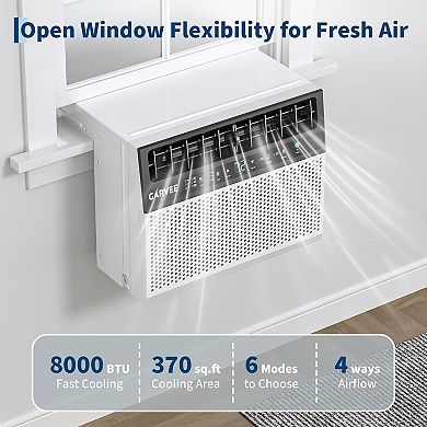 8000 BTU u-Shaped Window Air Conditioner, Cools 350 Sq ft, Ultra Quiet with Open Window Flexibility