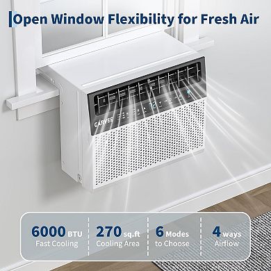 6000 BTU U-Shaped Window Air Conditioner, Cools Up to 269 Sq.Ft., Ultra Quiet Operation