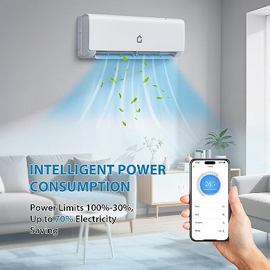 17 SEER2 Wall-Mounted Ductless Inverter System with WiFi & Alexa Control, for Room Cooling Up to 550