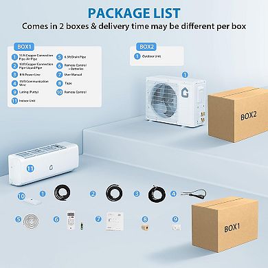 17 SEER2 Wall-Mounted Ductless Inverter System with WiFi & Alexa Control, for Room Cooling Up to 550