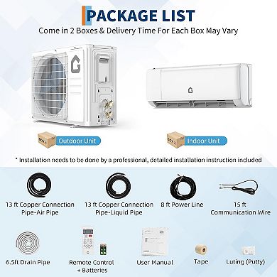 24000 BTU Mini Split Air Conditioner & Heater 19 SEER Ductless Inverter AC System