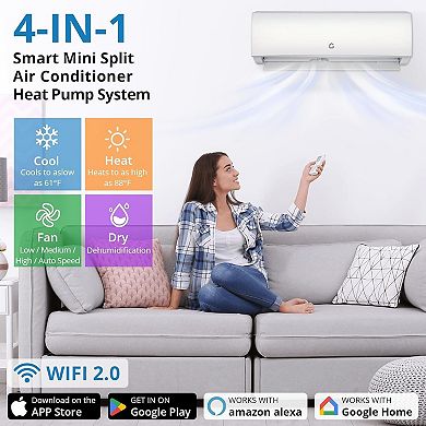 12000 BTU Mini Split Air Conditioner & Heater, 1 Ton 20 SEER2 Inverter Heat Pump