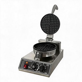 Commercial Waffle Maker, 1200W Round Waffle Iron with Non-Stick Teflon Coating