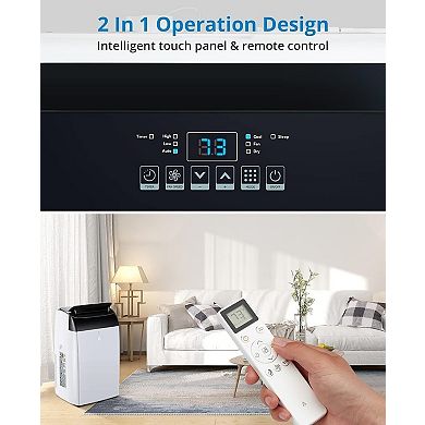 3-in-1 Portable AC Unit, Cooler, Dehumidifier & Fan, Sleep Mode 53dB, with Window Kit & Remote
