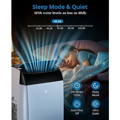 3-in-1 Portable AC Unit, Cooler, Dehumidifier & Fan, Sleep Mode 53dB, with Window Kit & Remote