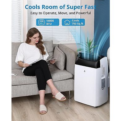 3-in-1 Portable AC Unit, Cooler, Dehumidifier & Fan, Sleep Mode 53dB, with Window Kit & Remote