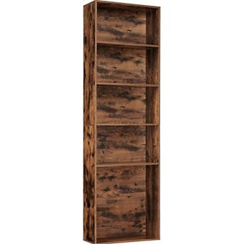 6 tier Bookcase, Heavy-Duty Rustic Storage Shelf with Anti-Tip Safety Design