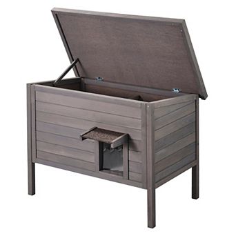 Sturdy Wooden Outdoor Cat Shelter With Weather Resistant Roof And Pvc Doors