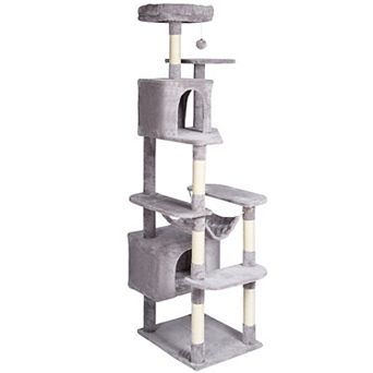 Tall Cat Tower With Dual Condo Spaces And Sisal Covered Scratching Posts