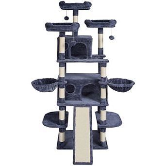 Indoor Cat Tower Structure With Comfort Condo Areas And Full Scratching Support