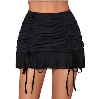 Avidlove Women Mini Skirt High Waist Ruffled Skirts Stretch Fitted Bodycon Short Skirt