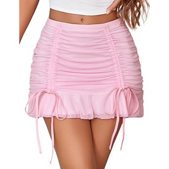 Avidlove Women Mini Skirt High Waist Ruffled Skirts Stretch Fitted Bodycon Short Skirt