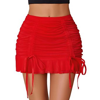 Avidlove Women Mini Skirt High Waist Ruffled Skirts Stretch Fitted Bodycon Short Skirt