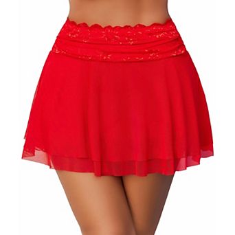 Avidlove Women Pleated Mini Skirt Lace Mesh Layered Ruffled Lingerie Short Skirts