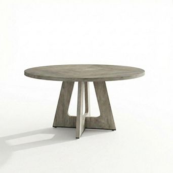 47 in Round Dining Table for 4-6 People, Dining Room Table with Wooden Pedestal Base