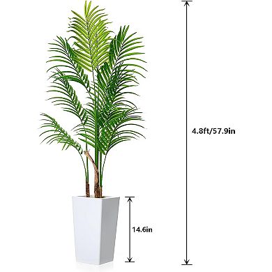 4.8FT Artificial Palm Tree, 58" Faux Tropical Plants with Lifelike Leaves