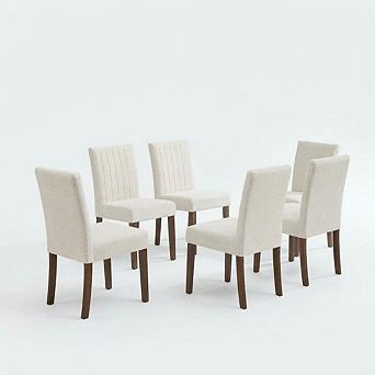 Modern Dining Chair Set with Striped Backrest, Upholstered Accent Chair, Dining Room Living Room