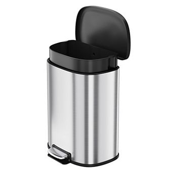 Stainless Steel Foot Pedal Trash Can with Inner Bucket Semi Circular Garbage Bin for Kitchen
