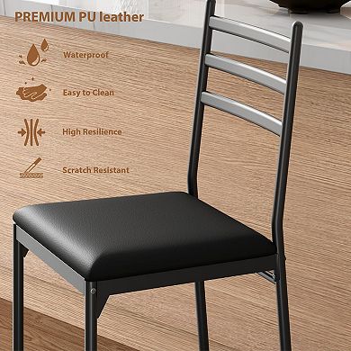 PU Upholstered Bar Stools with X Shaped Backrest and Metal Footrest for Kitchen Island